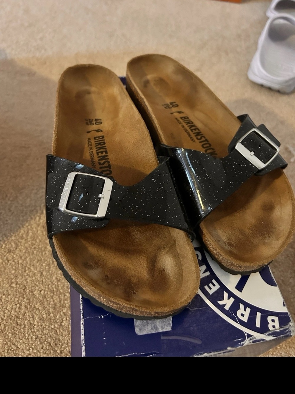 Birkenstock Black Sparkle Single-Strand  Slide Sandals